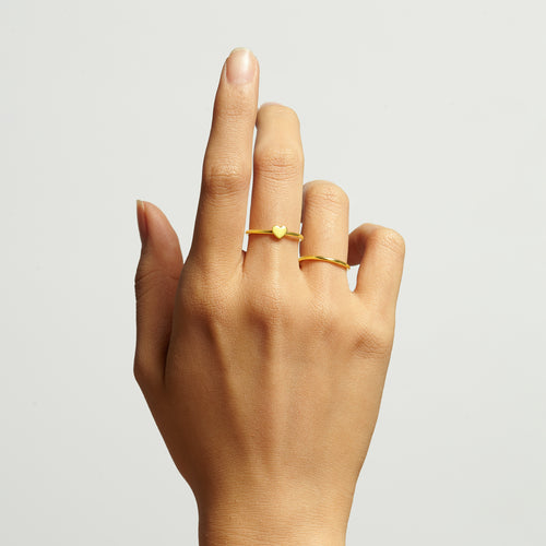 Minimalist Heart Gold Ring Silver Dainty Ring